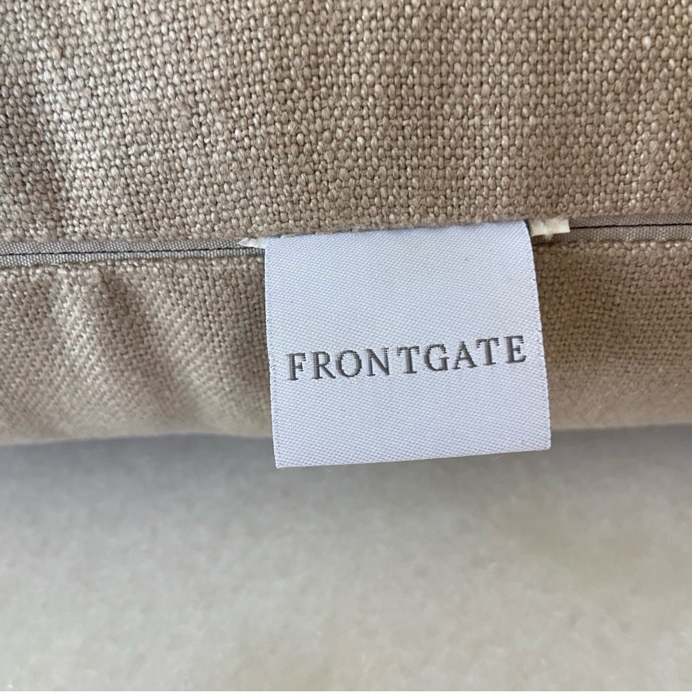 Frontgate Pleated Lumbar Pillow Tan Neutral Outdoor - Picture 3 of 4